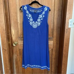 Chelsea & Theodore Royal Blue Tunic with White Embroidery